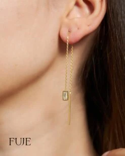 Minimalist Chandelier Earrings For Women, Christmas Gift, Minimalist Baguette Stones Earring, Handmade Jewelry, Best Friend Birthday Gift