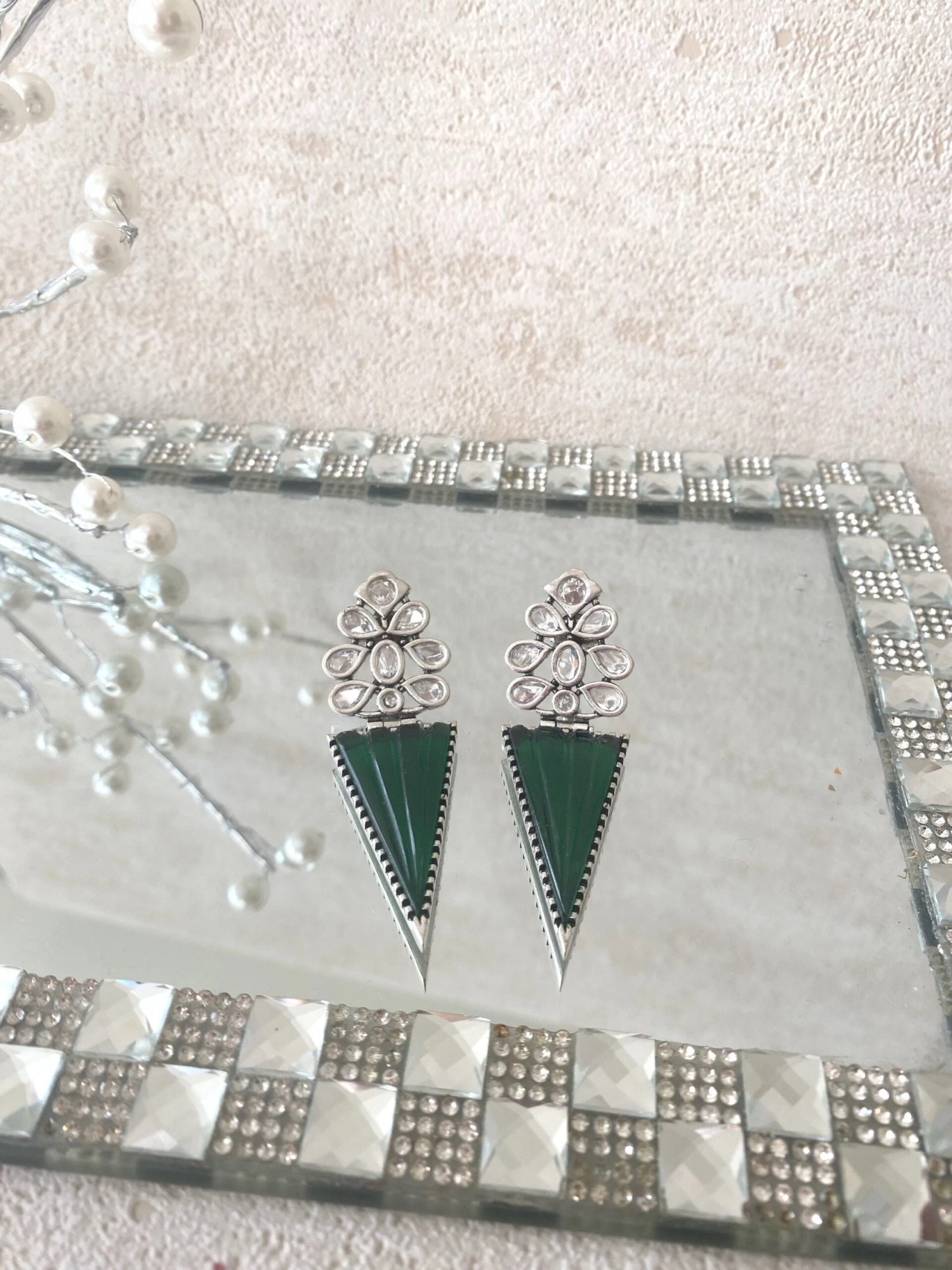 Doublet Earrigs,V Shape,aqua ,emarald Handmade Earrings,stones,silver ,gift For Christmas,luxury 8 Doublet Earrigs,V Shape,aqua ,emarald Handmade Earrings,stones,silver ,gift For Christmas,luxury - Image 6