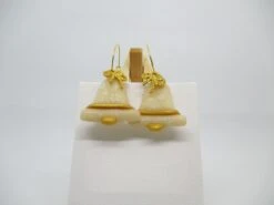 Christmas Bell And White Snowflakes Earrings In Transparent And Gold Polymer Clay -Jewellery Paradise il fullxfull.4433335268 i39v