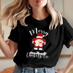TSHIRT (5095) KISS MY Ass Merry Christmas Snowman Christmas Funny Lapland Gift For Mens Womens Christmas