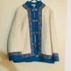 Vintage 1970s Nordic Wool Jacket Coat By A.S. EVEBOFOSS. Cream, Blue. Christmas.