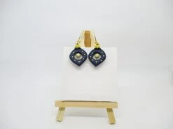 Blue And Gold Polymer Clay Christmas Bauble Earrings -Jewellery Paradise il fullxfull.4444747872 f1u1