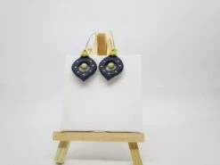 Blue And Gold Polymer Clay Christmas Bauble Earrings -Jewellery Paradise il fullxfull.4444747944 7vjo