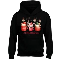 HOODIE (5216) MERRY CHRISTMAS Gnomes Coffee Ho Ho Ho Hoodies Funny Xmas Gift For Men Women Family Holiday Elf Costume Hooded Jacket