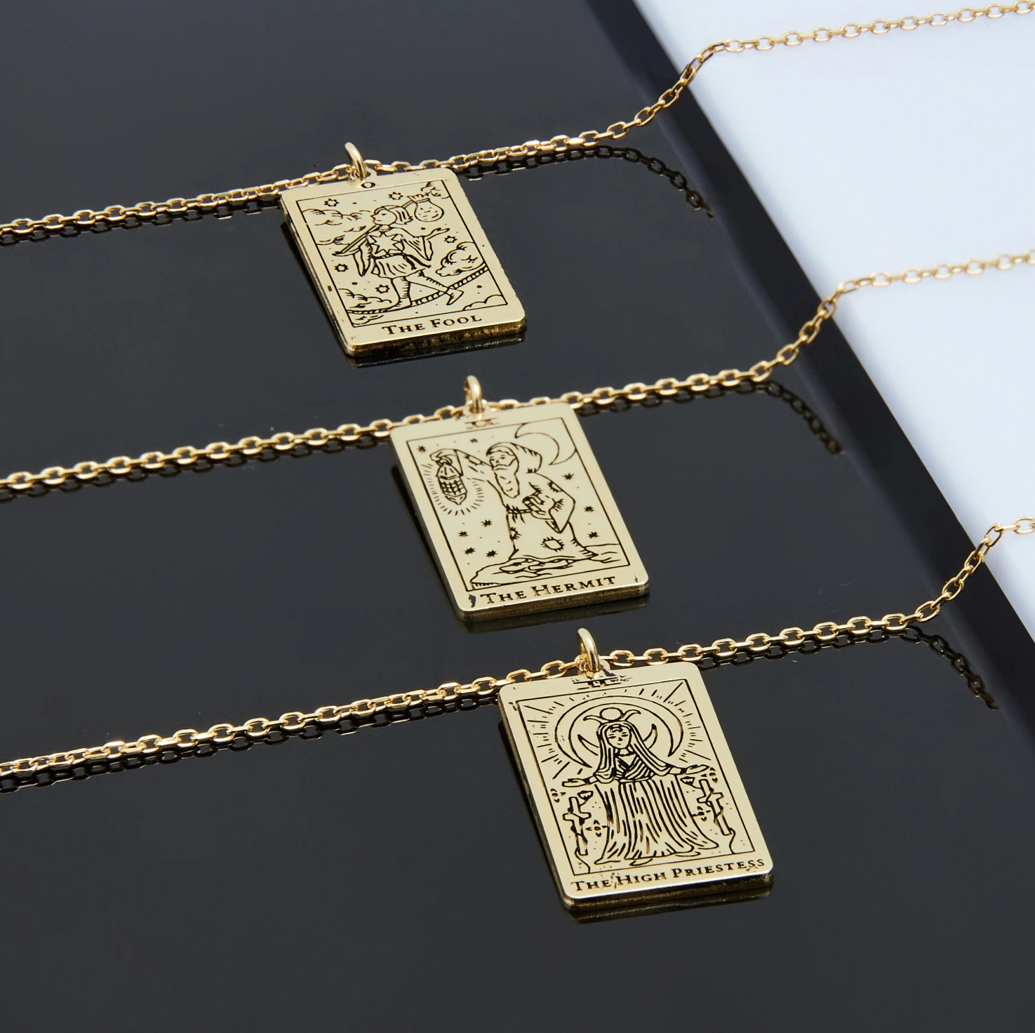 Tarot Card Necklace • Wheel Of Fortune Necklace • Dainty Tag Necklace • Antique Tarot Star Moon • Heart • Mystic • Christmas Gift Idea 4 Tarot Card Necklace • Wheel Of Fortune Necklace • Dainty Tag Necklace • Antique Tarot Star Moon • Heart • Mystic • Christmas Gift Idea - Image 2