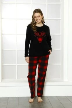 Matching Family Pajamas Set , Christmas Family Fleece Pajama Set , Couple Pajamas , Gift For Her, For Him Black-Red -Jewellery Paradise il fullxfull.4454291051 p9kp