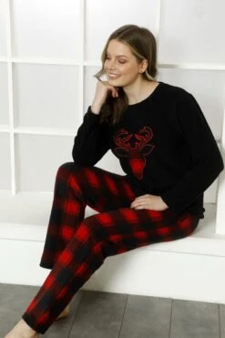 Matching Family Pajamas Set , Christmas Family Fleece Pajama Set , Couple Pajamas , Gift For Her, For Him Black-Red -Jewellery Paradise il fullxfull.4454291083 dyv2