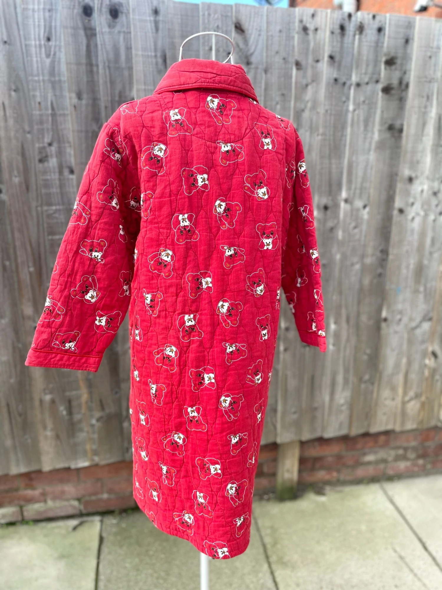 Vintage 80s 90s Teddy Cute Novelty Housecoat Jacket Red Christmas Cosy Loungewear 5 Vintage 80s 90s Teddy Cute Novelty Housecoat Jacket Red Christmas Cosy Loungewear - Image 3