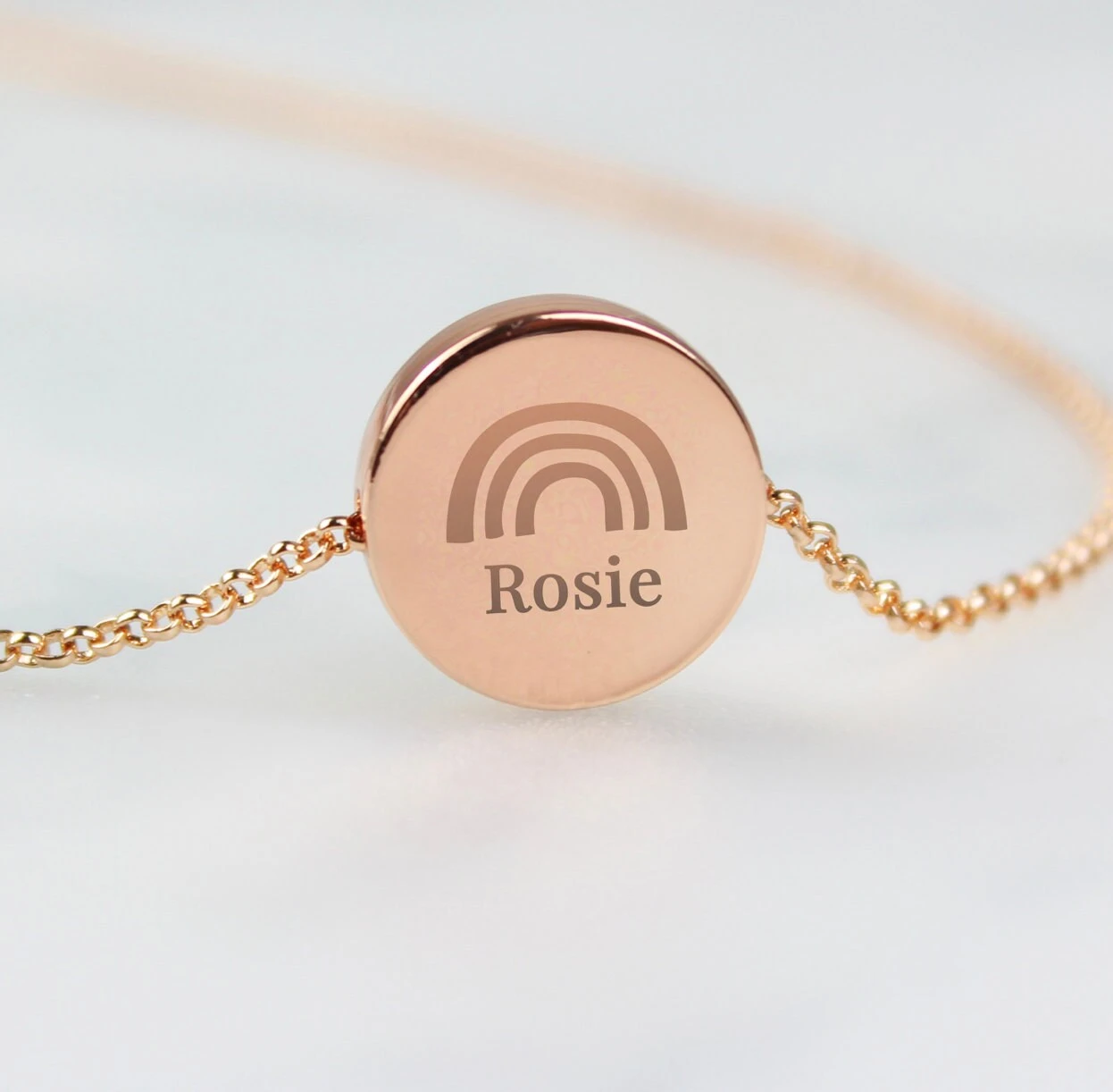 Rose Gold Colour Personalised Name Initial Necklace With Rainbow Beautiful Thoughtful Christmas Birthday Wedding Mothers Day Present Gift 5 Rose Gold Colour Personalised Name Initial Necklace With Rainbow Beautiful Thoughtful Christmas Birthday Wedding Mothers Day Present Gift - Image 3