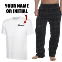 Personalised Monogrammed White T-shirt Mens Flannel Lounge Pyjama Bottoms Set Winter Christmas Warmer Present Set 4 Personalised Monogrammed White T-shirt Mens Flannel Lounge Pyjama Bottoms Set Winter Christmas Warmer Present Set - Image 2