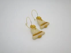 Christmas Bell And White Snowflakes Earrings In Transparent And Gold Polymer Clay -Jewellery Paradise il fullxfull.4480687627 kedo