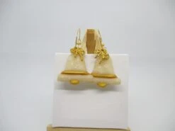 Christmas Bell And White Snowflakes Earrings In Transparent And Gold Polymer Clay -Jewellery Paradise il fullxfull.4480688323 2hf1