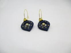 Blue And Gold Polymer Clay Christmas Bauble Earrings -Jewellery Paradise il fullxfull.4492089265 2h3a