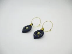 Blue And Gold Polymer Clay Christmas Bauble Earrings -Jewellery Paradise il fullxfull.4492089361 ells