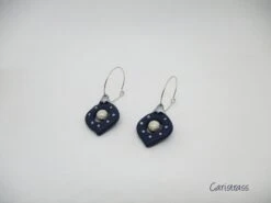 Blue And Silver Polymer Clay Christmas Bauble Earrings