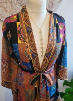 Bamboo Silk Kimono / Robe / Dressing Gown / Unique Gift / Print Design / Christmas Gift / Gift / Vintage / Bohemian / Soft Robe/ Boho Kimono