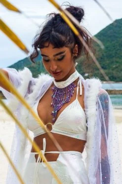 White Faux Fur Kimono Hooded Unique Rave Unicorn Show Girl Faux Fur Kimono Jacket Sheer Sparkle Christmas Cover Up -Jewellery Paradise il fullxfull.4723831612 o98p