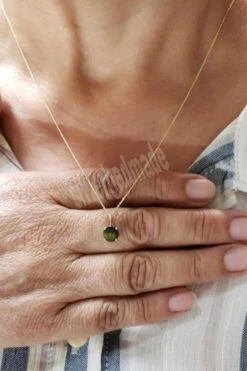 Moldavite Pendant, Raw Moldavite Necklace, Minimalist, Authentic Moldavite, Gift For Her, Christmas Gift, Wedding Necklace, Summer Jewelry