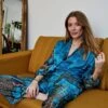 Ocean Blue Silk Blend Pyjama Set, Silk Nightwear Satin Pyjamas Gifts For Her, Maru Pyjama Set, Home Christmas Gifts, Loungewear -Jewellery Paradise il fullxfull.4768370897 135w
