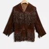Women's Fringed Leather Jacket / Women Fringed Moto Brown Leather Jacket / Real Leather Fringe Jacket / Festival Jacket / Christmas Gift
