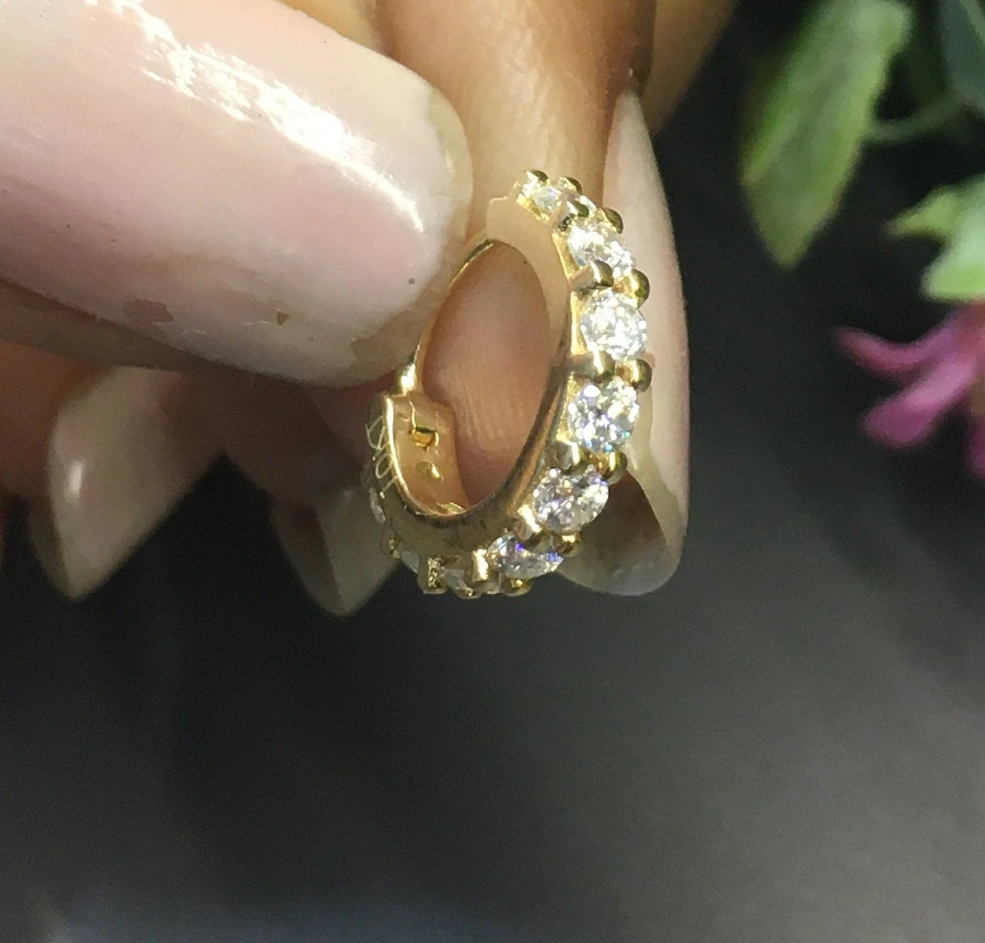 14K Yellow Gold / Clicker Nose Ring Nose Hoop, Septum Ring, Diamond Nose Ring, Cute Nose Ring, Christmas Gift 4 14K Yellow Gold / Clicker Nose Ring Nose Hoop, Septum Ring, Diamond Nose Ring, Cute Nose Ring, Christmas Gift - Image 2