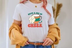 Have A Cup Of Cheer Christmas Shirt, Comfy Retro Shirt For Family, Christmas Clothing For Holidays, Tshirt Gift For Family And Friends