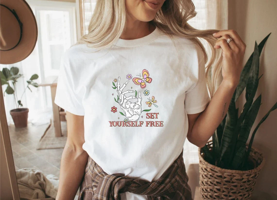 Set Yourself Free Comfy Retro Shirt, Aesthetic Retro Tshirt For Christmas And Holidays, Christmas Clothing, Aesthetic Tshirt, Retro Tshirt 5 Set Yourself Free Comfy Retro Shirt, Aesthetic Retro Tshirt For Christmas And Holidays, Christmas Clothing, Aesthetic Tshirt, Retro Tshirt - Image 3