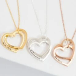 Personalised Two Hearts Name Engraved Necklace - Jewellery Wedding Anniversary Valentines Christmas Birthday Mothers Day Gifts For Her -Jewellery Paradise il fullxfull.4811885446 oj21