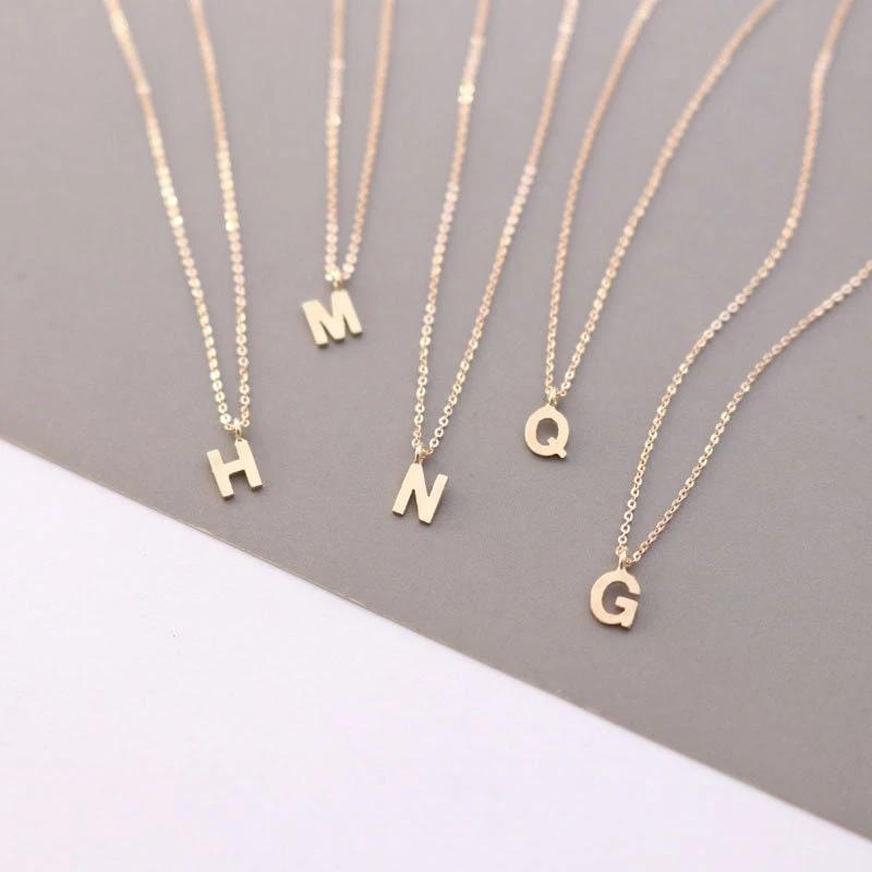 Personalised 14K Solid Gold Delicate Alphabet Charms, Tiny Dainty Letter Charm, Lucky Letter Gold Necklace Pendant, Christmas Gift For Her 8 Personalised 14K Solid Gold Delicate Alphabet Charms, Tiny Dainty Letter Charm, Lucky Letter Gold Necklace Pendant, Christmas Gift For Her - Image 6