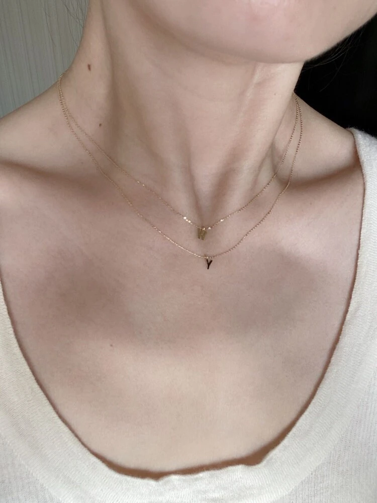 Personalised 14K Solid Gold Delicate Alphabet Charms, Tiny Dainty Letter Charm, Lucky Letter Gold Necklace Pendant, Christmas Gift For Her 6 Personalised 14K Solid Gold Delicate Alphabet Charms, Tiny Dainty Letter Charm, Lucky Letter Gold Necklace Pendant, Christmas Gift For Her - Image 4