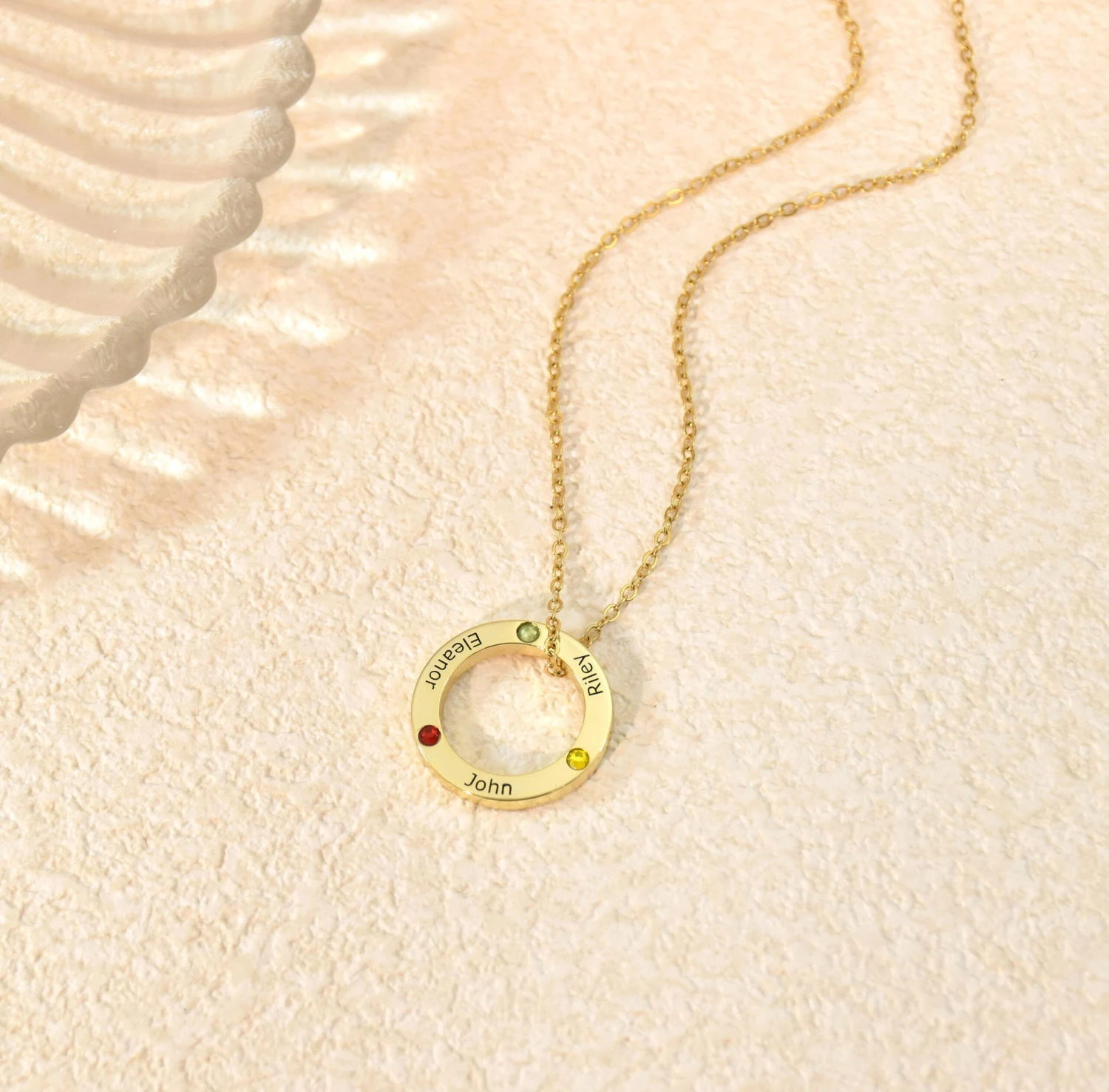 Birthstone Name Necklace,Personalised Birthday Name Necklace, Gold Circle Name Necklace,Gift For Women,Christmas Gift, Mother's Day Gift 5 Birthstone Name Necklace,Personalised Birthday Name Necklace, Gold Circle Name Necklace,Gift For Women,Christmas Gift, Mother's Day Gift - Image 3