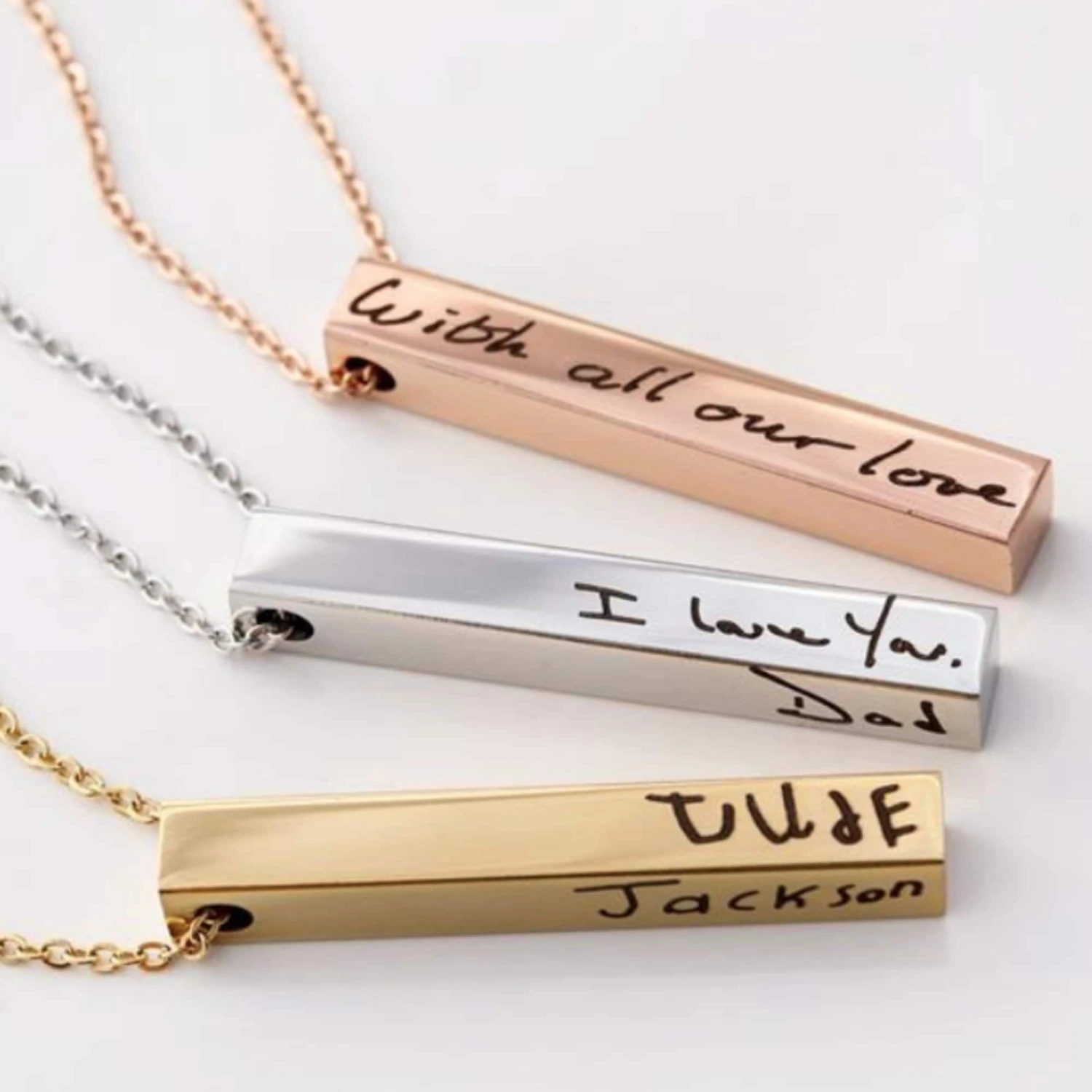 Personalised Engraved Vertical Bar Necklace - Jewellery Birthday Wedding Christmas Anniversary Valentines Mothers Day Gifts For Her Women 3 Personalised Engraved Vertical Bar Necklace - Jewellery Birthday Wedding Christmas Anniversary Valentines Mothers Day Gifts For Her Women