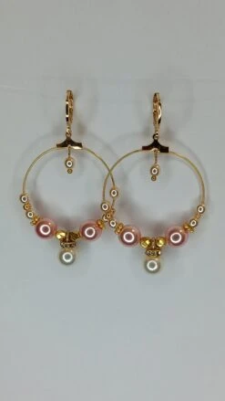 Pink And White Pearl Hoops, Mother's Day Gift, Birthday, Valentine's Day, Christmas...