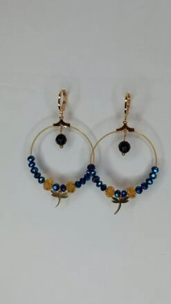 Blue And Gold Dragonfly Hoops. Gift For Mother's Day, Birthday, Valentine's Day, Christmas...