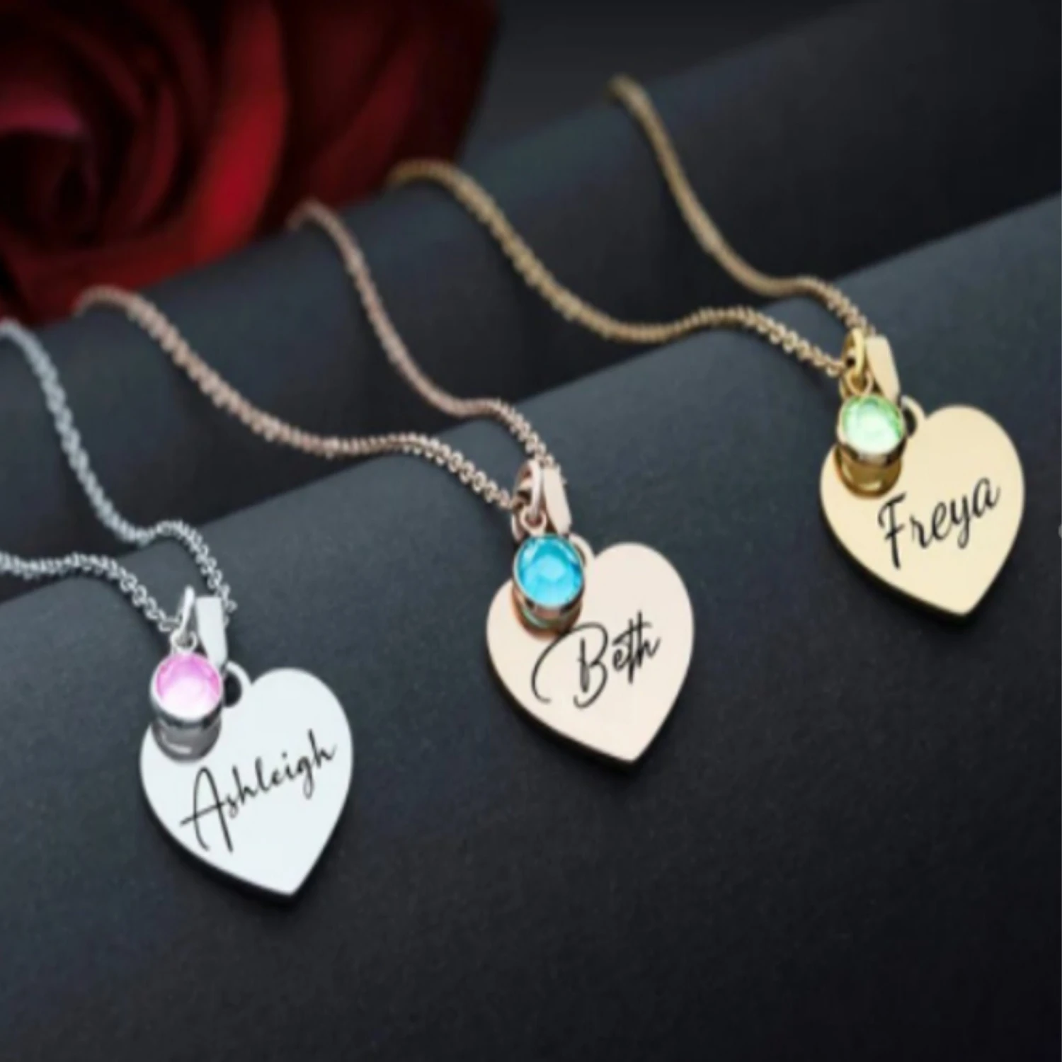 Personalised Heart Shape Swarovski Birthstone Name Necklace - Jewellery Wedding Anniversary Valentines Christmas Birthday Gifts For Her 3 Personalised Heart Shape Swarovski Birthstone Name Necklace - Jewellery Wedding Anniversary Valentines Christmas Birthday Gifts For Her