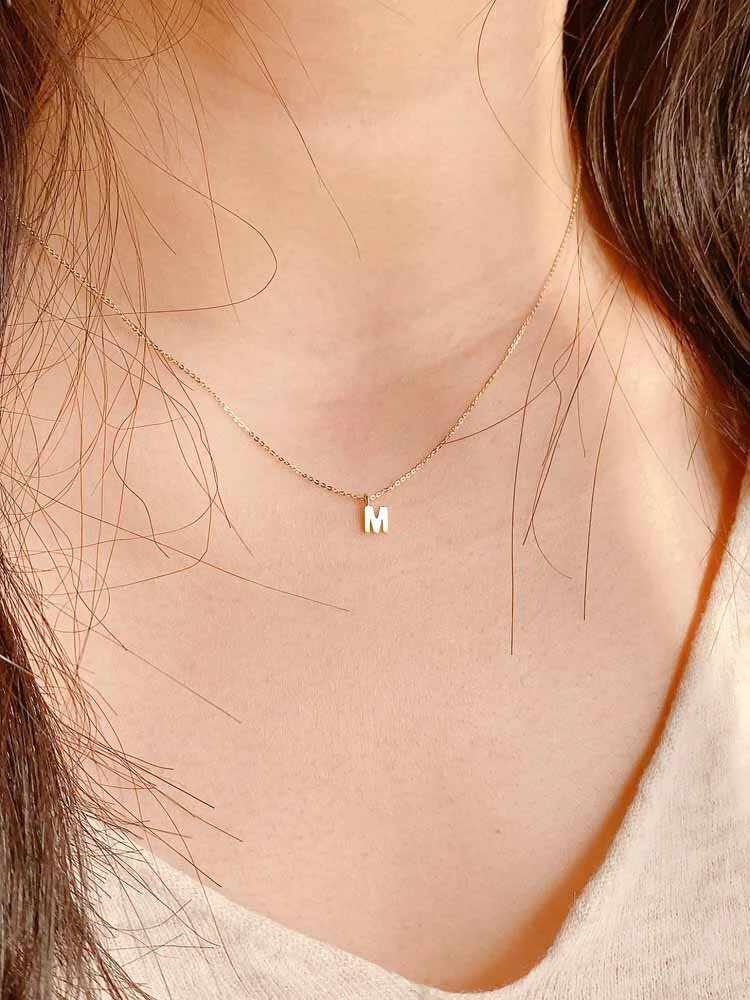 Personalised 14K Solid Gold Delicate Alphabet Charms, Tiny Dainty Letter Charm, Lucky Letter Gold Necklace Pendant, Christmas Gift For Her 4 Personalised 14K Solid Gold Delicate Alphabet Charms, Tiny Dainty Letter Charm, Lucky Letter Gold Necklace Pendant, Christmas Gift For Her - Image 2