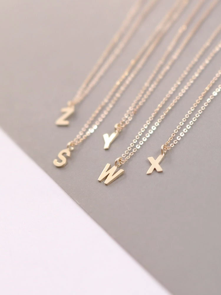 Personalised 14K Solid Gold Delicate Alphabet Charms, Tiny Dainty Letter Charm, Lucky Letter Gold Necklace Pendant, Christmas Gift For Her 9 Personalised 14K Solid Gold Delicate Alphabet Charms, Tiny Dainty Letter Charm, Lucky Letter Gold Necklace Pendant, Christmas Gift For Her - Image 7