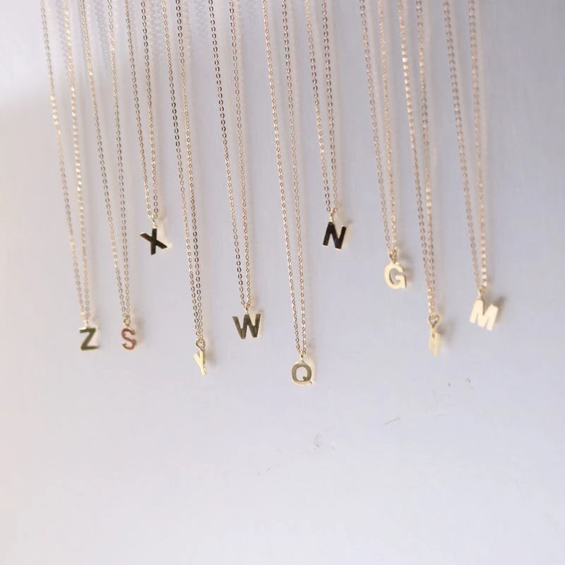 Personalised 14K Solid Gold Delicate Alphabet Charms, Tiny Dainty Letter Charm, Lucky Letter Gold Necklace Pendant, Christmas Gift For Her 3 Personalised 14K Solid Gold Delicate Alphabet Charms, Tiny Dainty Letter Charm, Lucky Letter Gold Necklace Pendant, Christmas Gift For Her