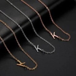 Initial Letter Necklace - Thin Chain - Personalized - Stainless Steel - First Name - Woman Girl - Gold Rose Gold Or Silver - Mere Christmas Party Gift