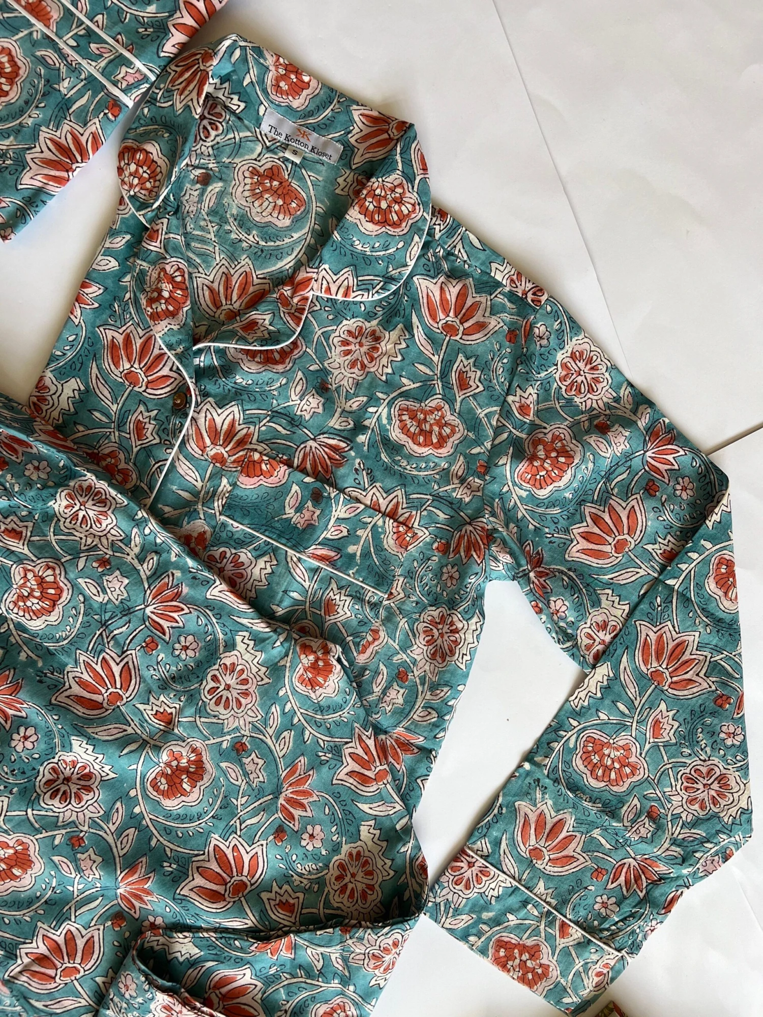 Womens Cotton Pyjamas Set, Blue Pure Cotton Pajamas Full Length Set, Block Printed Pyjamas, Unisex Pyjamas, Christmas Pjs 3 Womens Cotton Pyjamas Set, Blue Pure Cotton Pajamas Full Length Set, Block Printed Pyjamas, Unisex Pyjamas, Christmas Pjs