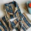 Womens Cotton Pyjamas Set, Blue Stripe Pure Cotton Pajamas Full Length Set, Block Printed Pyjamas, Unisex Pyjamas, Christmas Pjs 2 Womens Cotton Pyjamas Set, Blue Stripe Pure Cotton Pajamas Full Length Set, Block Printed Pyjamas, Unisex Pyjamas, Christmas Pjs -Jewellery Paradise il fullxfull.4930668112 6fts