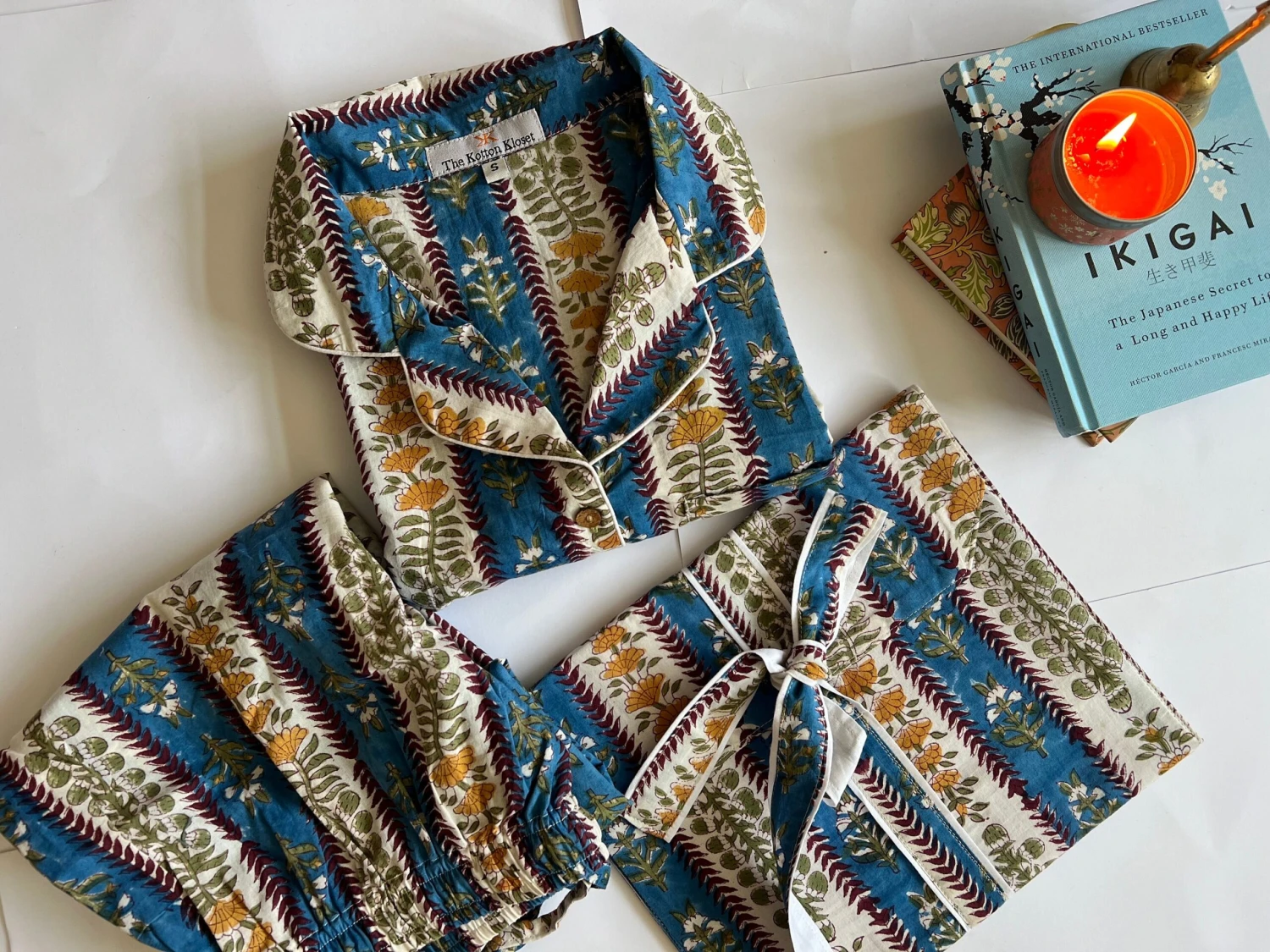 Womens Cotton Pyjamas Set, Blue Stripe Pure Cotton Pajamas Full Length Set, Block Printed Pyjamas, Unisex Pyjamas, Christmas Pjs 3 Womens Cotton Pyjamas Set, Blue Stripe Pure Cotton Pajamas Full Length Set, Block Printed Pyjamas, Unisex Pyjamas, Christmas Pjs