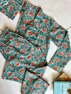 Womens Cotton Pyjamas Set, Blue Pure Cotton Pajamas Full Length Set, Block Printed Pyjamas, Unisex Pyjamas, Christmas Pjs 8 Womens Cotton Pyjamas Set, Blue Pure Cotton Pajamas Full Length Set, Block Printed Pyjamas, Unisex Pyjamas, Christmas Pjs -Jewellery Paradise il fullxfull.4938122920 lo9b