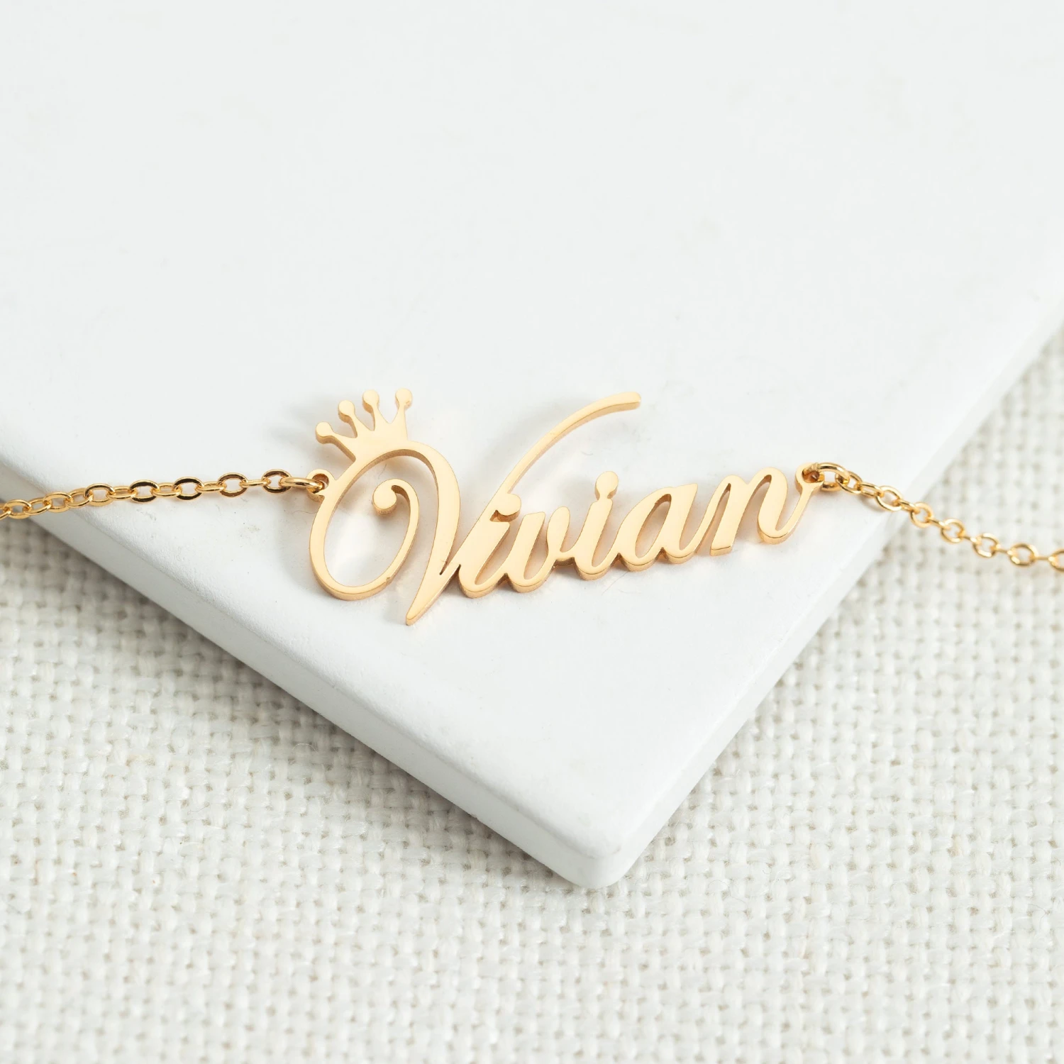 Personalized Name Jewelry - Crown Name Necklace - Dainty Gold Necklace - Personalized Name Plate Necklace - Christmas Gift For Mom,her 8 Personalized Name Jewelry - Crown Name Necklace - Dainty Gold Necklace - Personalized Name Plate Necklace - Christmas Gift For Mom,her - Image 6