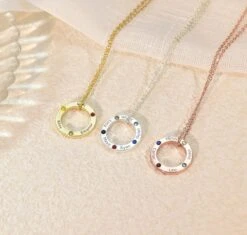 Birthstone Name Necklace,Personalised Birthday Name Necklace, Gold Circle Name Necklace,Gift For Women,Christmas Gift, Mother's Day Gift