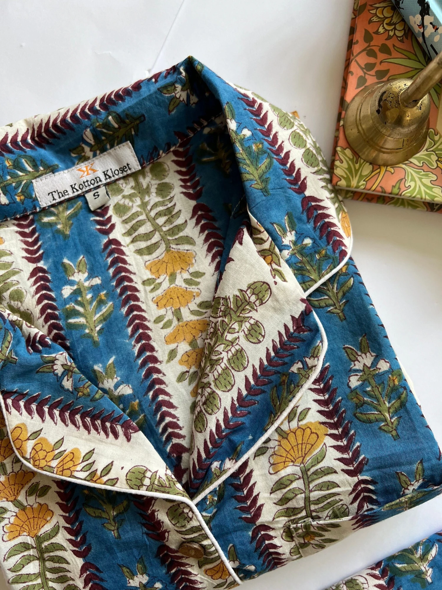 Womens Cotton Pyjamas Set, Blue Stripe Pure Cotton Pajamas Full Length Set, Block Printed Pyjamas, Unisex Pyjamas, Christmas Pjs 5 Womens Cotton Pyjamas Set, Blue Stripe Pure Cotton Pajamas Full Length Set, Block Printed Pyjamas, Unisex Pyjamas, Christmas Pjs - Image 3