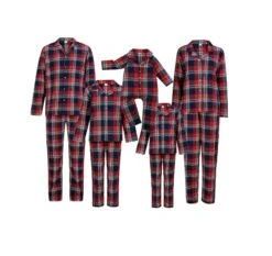 Matching Family Pyjamas Baby Kid Women Men Red Christmas Tartan Lounge Wear Ideal To Personalise By Vinyl Or Embroiderer