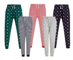Lounge Wear Pants Pyjama Bottoms Matching Family Stars Stripes Snowflakes Unisex Kids Baby Christmas