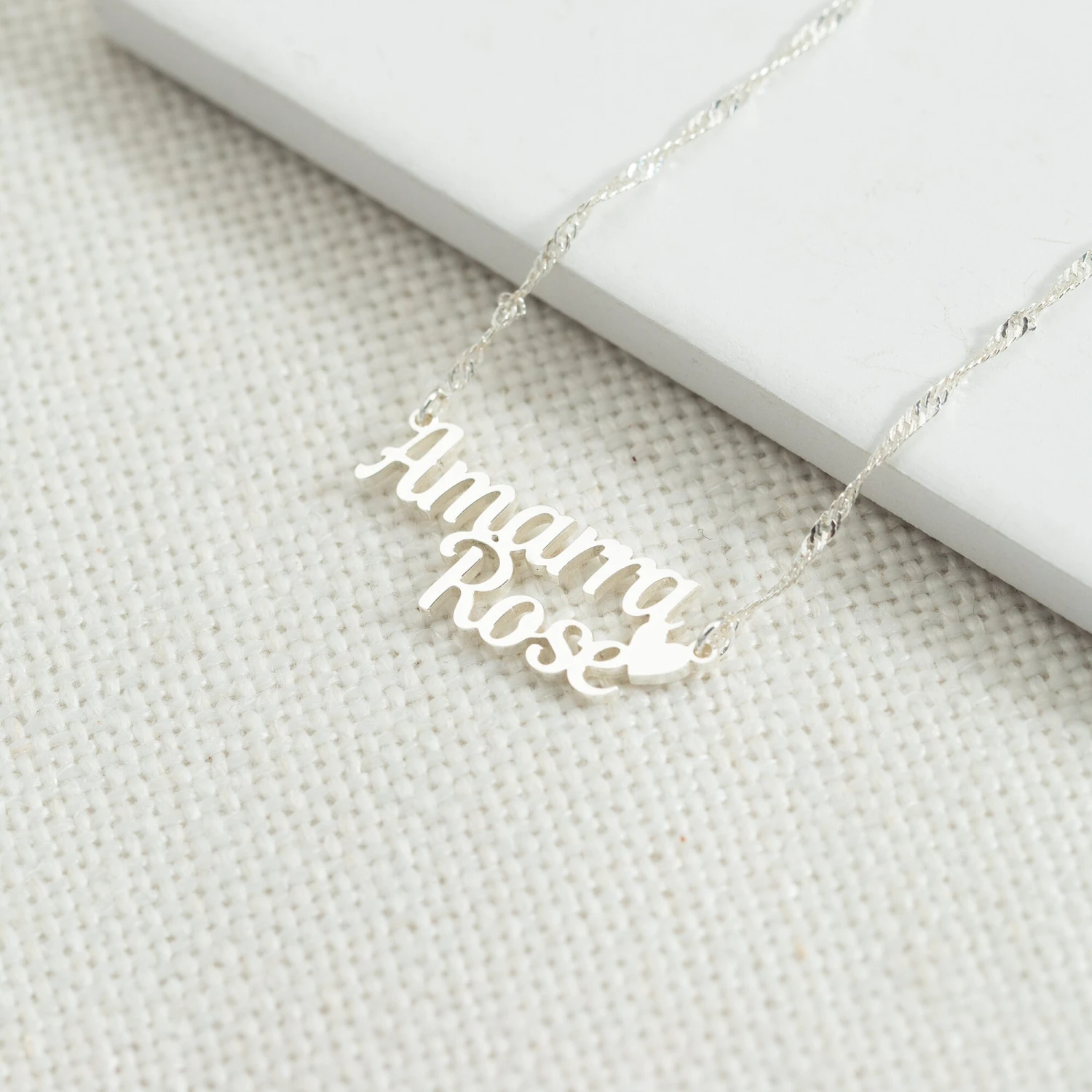 Double Name Necklaces - Kids Name Necklace -Two Child Necklace -Name Pendant With Twist Chain - Personalized Gifts - Christmas Gifts For Mom 4 Double Name Necklaces - Kids Name Necklace -Two Child Necklace -Name Pendant With Twist Chain - Personalized Gifts - Christmas Gifts For Mom - Image 2