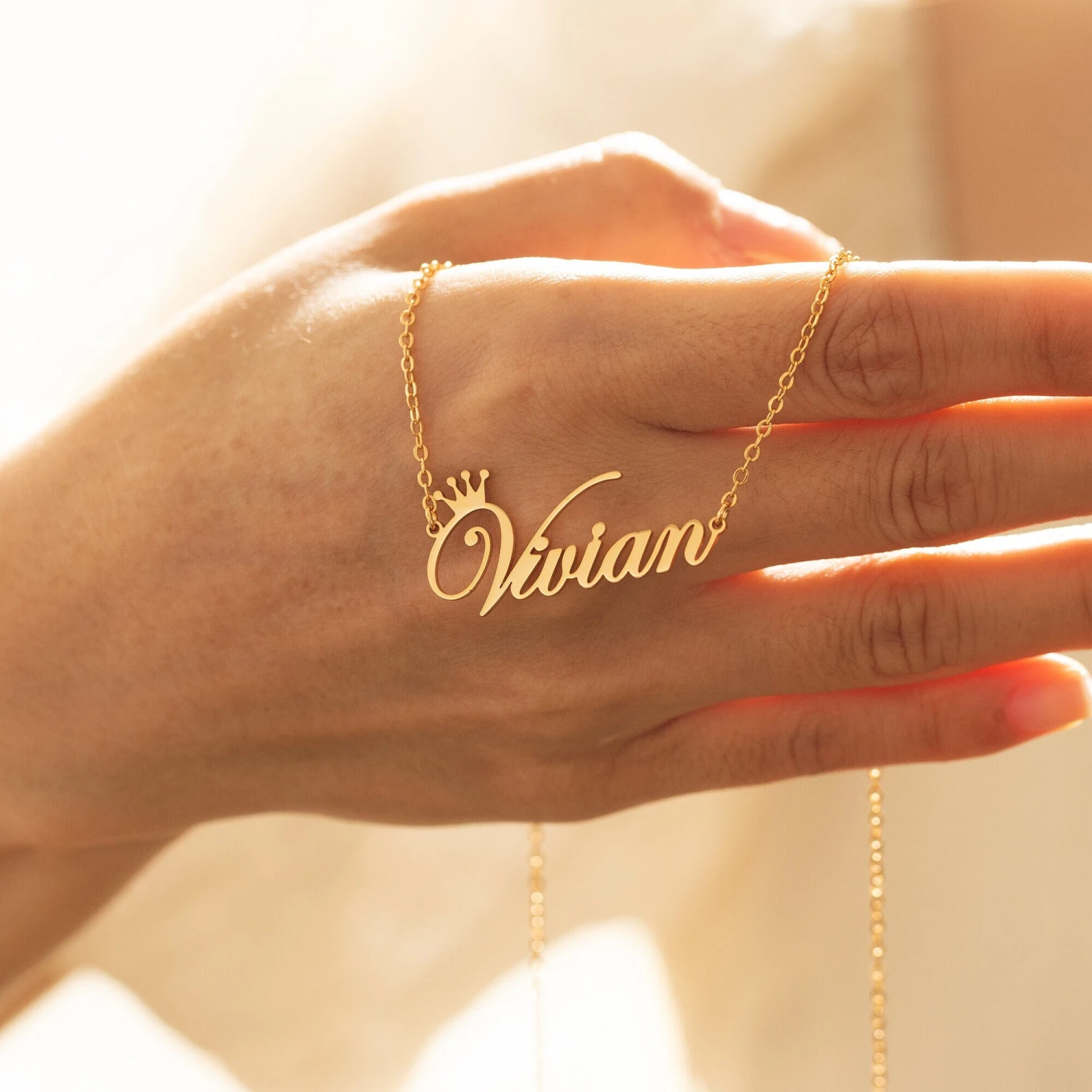 Personalized Name Jewelry - Crown Name Necklace - Dainty Gold Necklace - Personalized Name Plate Necklace - Christmas Gift For Mom,her 5 Personalized Name Jewelry - Crown Name Necklace - Dainty Gold Necklace - Personalized Name Plate Necklace - Christmas Gift For Mom,her - Image 3